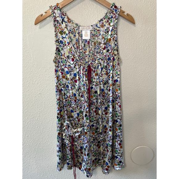 LaRok Colorful Geometric Pattern Sleeveless Tunic/Tank W/ Ruffled Details Small - Picture 10 of 12